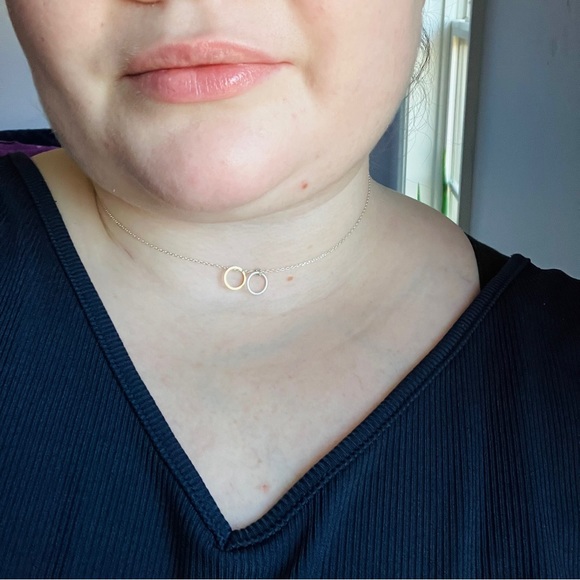 Sterling Silver Rose Gold Infinity Short Necklace - Picture 2 of 2